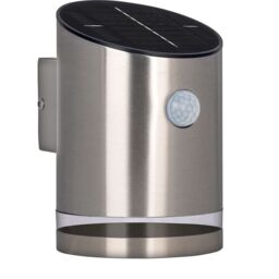 Luceco Solar Guardian Stainless Steel Wall Lantern & PIR Motion Sensor in Grey