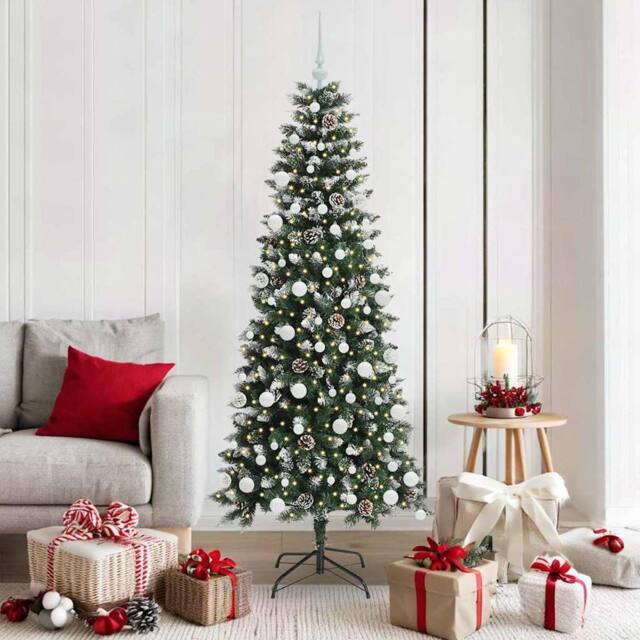 Berkfield Home Artificial Christmas Tree with 300 LEDs Green 76 x 76 x 180 cm - image 1