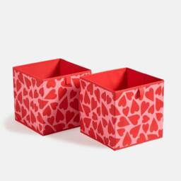 OHS 2 x Heart Print Cube Storage Box Organiser Drawer - Size: Small - thumbnail 3
