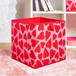 OHS 2 x Heart Print Cube Storage Box Organiser Drawer - Size: Small - thumbnail 2