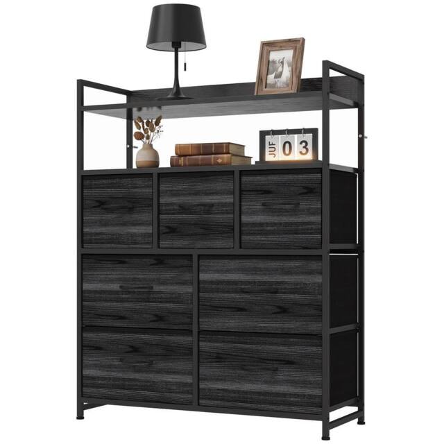 HOMCOM Chest of Drawers, Bedroom Fabric Dresser, Black Wood-Effect - image 1
