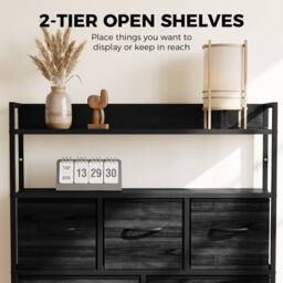 HOMCOM Chest of Drawers, Bedroom Fabric Dresser, Black Wood-Effect - thumbnail 5