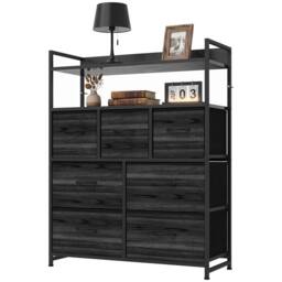 HOMCOM Chest of Drawers, Bedroom Fabric Dresser, Black Wood-Effect - thumbnail 1
