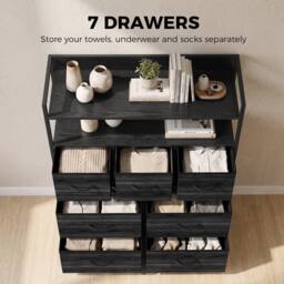 HOMCOM Chest of Drawers, Bedroom Fabric Dresser, Black Wood-Effect - thumbnail 4