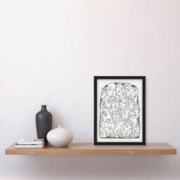 Artery8 Maskers Masks Black & White Drawing Gestel Framed Wall Art Print - Size: A4 - thumbnail 2