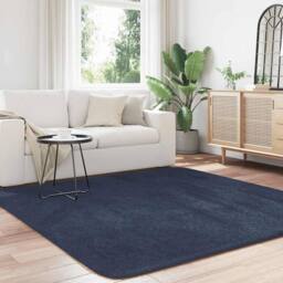 Berkfield Home Shaggy Rug High Pile NAVARRA Navy 200x200 cm Polyester - Size: Medium - thumbnail 1