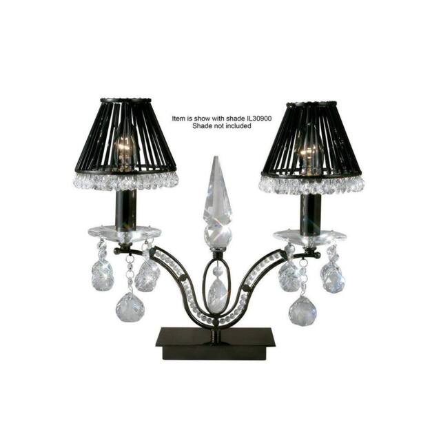 Netlighting Tara Table Lamp 2 Light Black Chrome Crystal - image 1