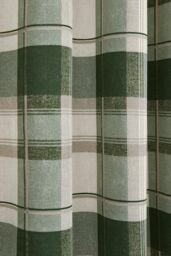 Fusion 'Balmoral Check' Country Checked Pattern Pair of Eyelet Curtains in Bottle Green - Size: 117 cm width x 183 cm drop - thumbnail 3