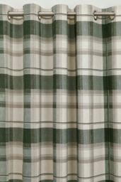 Fusion 'Balmoral Check' Country Checked Pattern Pair of Eyelet Curtains in Bottle Green - Size: 117 cm width x 183 cm drop - thumbnail 2
