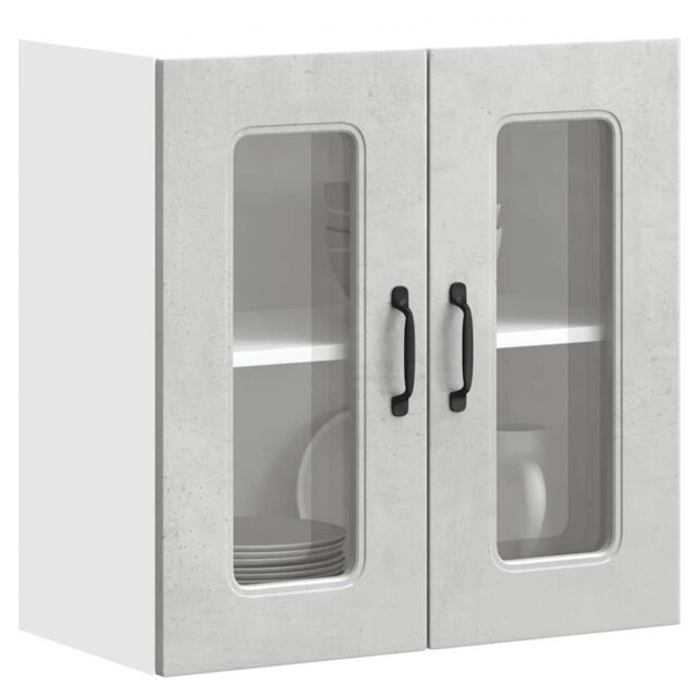 Berkfield Home Kitchen Wall Cabinet with Glass Door Kalmar Concrete Grey Engineered Wood - image 1