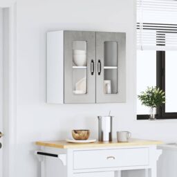 Berkfield Home Kitchen Wall Cabinet with Glass Door Kalmar Concrete Grey Engineered Wood - thumbnail 4