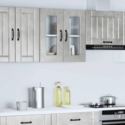 Berkfield Home Kitchen Wall Cabinet with Glass Door Kalmar Concrete Grey Engineered Wood - thumbnail 3