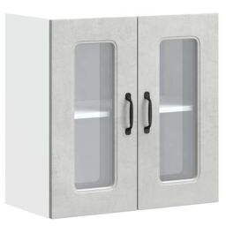 Berkfield Home Kitchen Wall Cabinet with Glass Door Kalmar Concrete Grey Engineered Wood - thumbnail 2