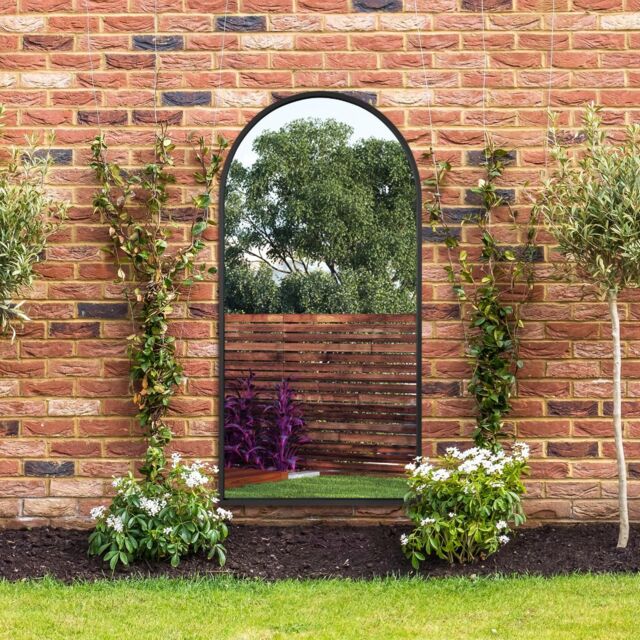 "MirrorOutlet Black Framed Arched Garden Wall Mirror 71"" X 35"" (180CM X 90CM) - Size: 1 Pack" - image 1