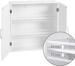 VASAGLE Wall Mounted Bathroom Cabinet with Adjustable Shelves in White - thumbnail 6