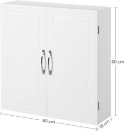 VASAGLE Wall Mounted Bathroom Cabinet with Adjustable Shelves in White - thumbnail 3