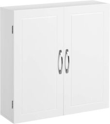 VASAGLE Wall Mounted Bathroom Cabinet with Adjustable Shelves in White - thumbnail 4