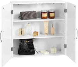 VASAGLE Wall Mounted Bathroom Cabinet with Adjustable Shelves in White - thumbnail 5