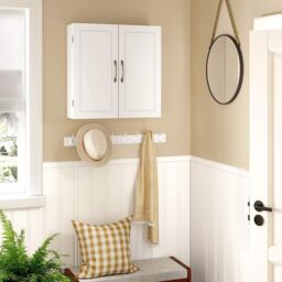 VASAGLE Wall Mounted Bathroom Cabinet with Adjustable Shelves in White - thumbnail 2