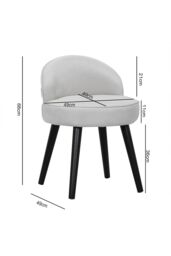 Living and Home Pale Grey Velvet Low Back Dressing Footstool with Solid Wood Legs - thumbnail 3