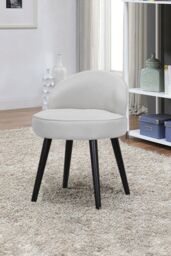 Living and Home Pale Grey Velvet Low Back Dressing Footstool with Solid Wood Legs - thumbnail 2