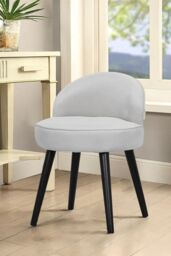 Living and Home Pale Grey Velvet Low Back Dressing Footstool with Solid Wood Legs - thumbnail 1