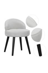 Living and Home Pale Grey Velvet Low Back Dressing Footstool with Solid Wood Legs - thumbnail 4