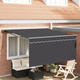 Berkfield Home Retractable Awning Manual Anthracite 300 x 250 cm Fabric in Grey - thumbnail 1