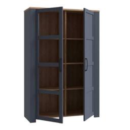 Wyld Haus Bramblecroft Navy & Natural Oak 2 Door Display Cabinet - thumbnail 2