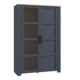 Wyld Haus Bramblecroft Navy & Natural Oak 2 Door Display Cabinet - thumbnail 3