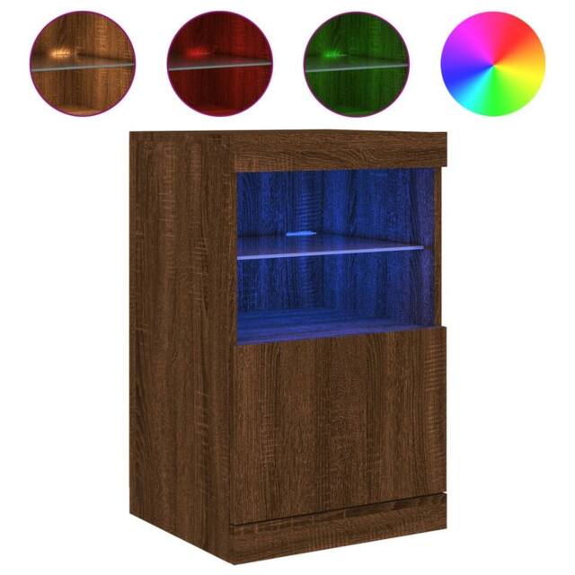 Berkfield Home Sideboard with LED Lights Brown Oak 41x37x67 cm - Size: 41 x 37 x 67 cm - image 1