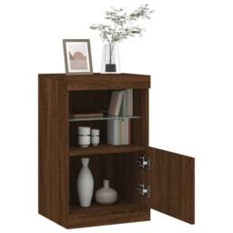 Berkfield Home Sideboard with LED Lights Brown Oak 41x37x67 cm - Size: 41 x 37 x 67 cm - thumbnail 5