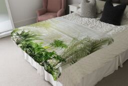 Benjamin Tate Design Green plants in botanical gardens Designer Blanket in Natural - Size: 120 cm x 150 cm - thumbnail 4