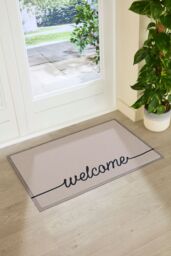 Artsy Mats Beige Welscribble Indoor & Outdoor Doormat - Size: 90 cm x 60 cm - thumbnail 1