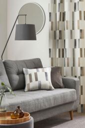 Fusion 'Oakland' Abstract Geo Print Filled Cushion 100% Cotton in Natural - Size: 43 cm x 43 cm - thumbnail 2