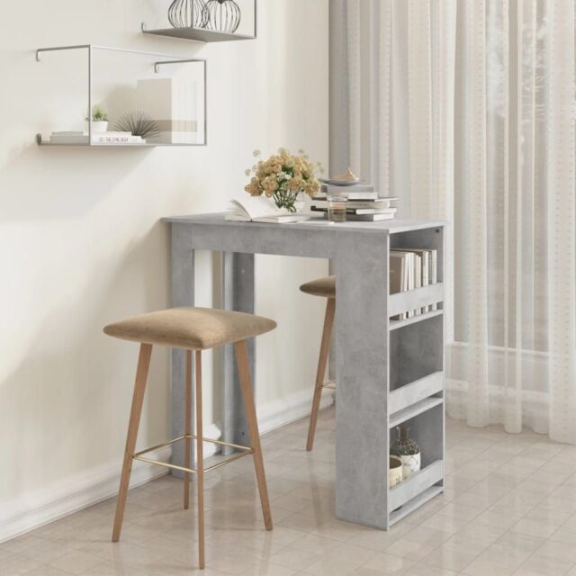 Berkfield Home Bar Table with Storage Rack Concrete Grey 102x50x103.5 cm - image 1