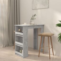 Berkfield Home Bar Table with Storage Rack Concrete Grey 102x50x103.5 cm - thumbnail 3