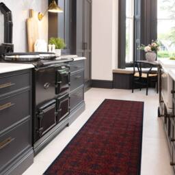 Kukoon Red Navy Low Pile Traditional Persian Velvet Texture Area Rug - Size: 60 cm x 240 cm - thumbnail 6