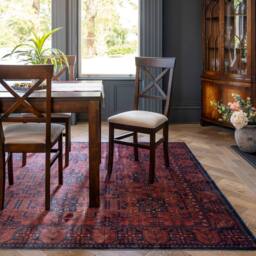 Kukoon Red Navy Low Pile Traditional Persian Velvet Texture Area Rug - Size: 60 cm x 240 cm - thumbnail 3