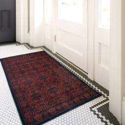Kukoon Red Navy Low Pile Traditional Persian Velvet Texture Area Rug - Size: 60 cm x 240 cm - thumbnail 7