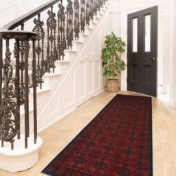 Kukoon Red Navy Low Pile Traditional Persian Velvet Texture Area Rug - Size: 60 cm x 240 cm - thumbnail 5