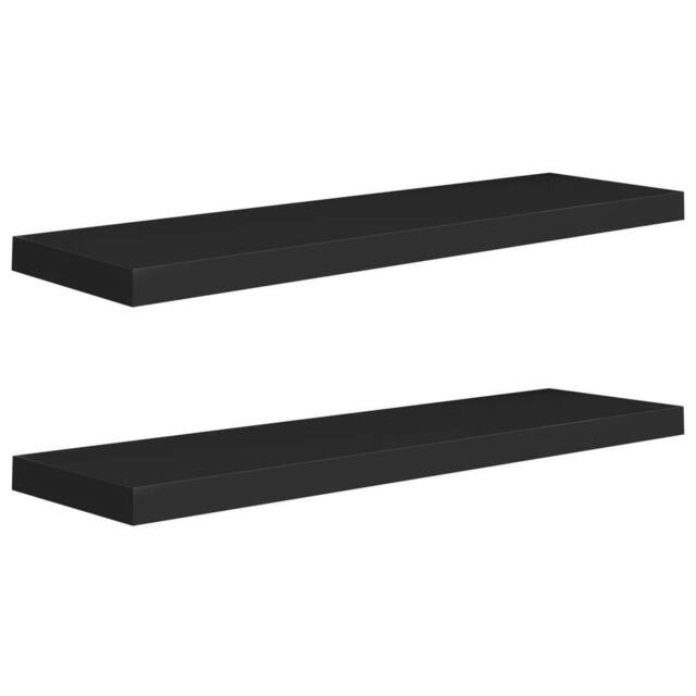 Berkfield Home Floating Wall Shelves 2 pcs Black 90x23.5x3.8 cm MDF - image 1