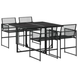 Berkfield Home Beautiful 5 Piece Garden Dining Set Black Poly Rattan - thumbnail 3