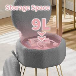 VOGREX Chair Fluffy Padded Seat Bedroom Living Room Accent Chair in Grey - thumbnail 5