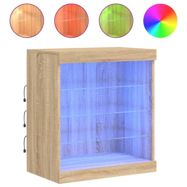 Berkfield Home Sideboard with LED Lights Sonoma Oak 60.5x37x67 cm in Brown - image 1