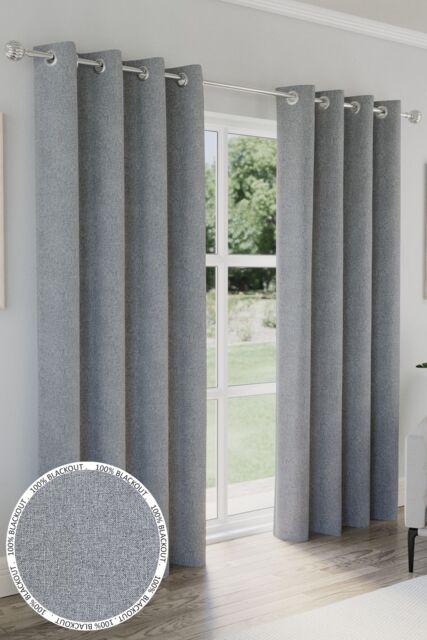 Enhanced Living 100% Blackout Curtains - Thermal/Energy Saving Linen Look Pair with Eyelets For Living Room & Bedrooms - image 1