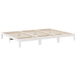 Berkfield Home Decorative Family Bed Frame No Mattress White 270x200 cm Solid Wo - thumbnail 6