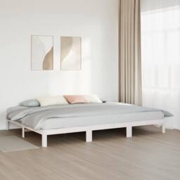 Berkfield Home Decorative Family Bed Frame No Mattress White 270x200 cm Solid Wo - thumbnail 4