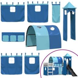 Berkfield Home Bunk Bed without Mattress with Slide & Curtains Blue 90x200 cm - thumbnail 5