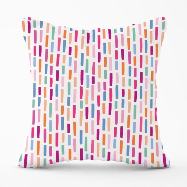 Warren Reed - Designer Vertical Abstract Brush Pattern Outdoor Cushion in Pink - Size: 45 cm x 45 cm - image 1